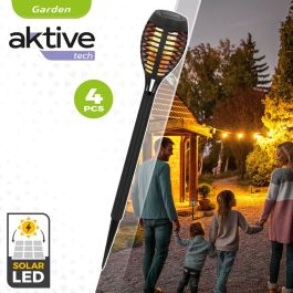 Set de torches de jardin solaires Aktive Plastique 7,5 x 50 x 7,5 cm (4 Unités)