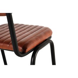 GINER Y COLOMER - Lot de 2 chaises en cuir véritable et structure métal, assise marron et pieds noirs - Dimensions (HxLxP) : 82 x 55 x 43 cm - Réf. lot
