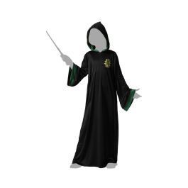 Déguisement Tunique Noire Avec Capuche Élève de Magie Vert Pour Enfant Garçon 5-6 Ans - Halloween, Carnaval, Fête Thématique