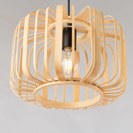 Lampe Suspendue Linjiang SKD-P80110 Rotin Naturel Boho-Chic Douille E27