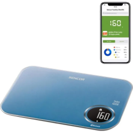 Sencor Balance de Cuisine Électronique SKS 7072BL - Capacité 5 kg, Précision 1 g, Écran LCD, Connexion App