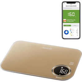Sencor SKS 7077CH - Balance de cuisine connectée 5 kg, précision 1 g avec écran LCD rétroéclairé et application pour suivi nutritionnel
