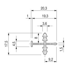HERRAJES ALK Profil Japonais Aluminium Japan 3,20 Argent Mat (Set de 4)
