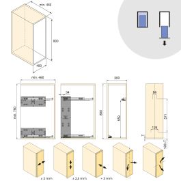 Emuca Chariot extractible Harmony avec fermeture à amortie, Module largeur 300mm hauteur 800mm, Acier et Bois, Gris anthracite