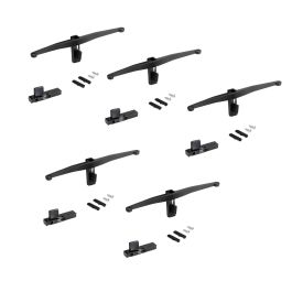 Emuca Lot de consoles pour 5 étagères en bois pour structure Zero, planches non incluses, Zamak, Peint en noir texturé