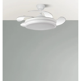 Bayomo Ventilateur DC 59W 6980lm Blanc 4 Aspas Déployables Télécommande Intensité Réglable 34,5/42x50/107 cm
