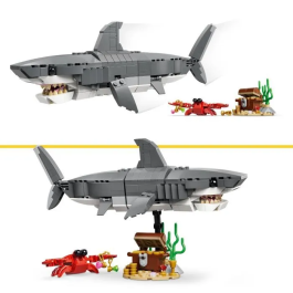 Lego Creator 3-en-1 31381 Le Redoutable Requin et le Coffre au Trésor - Jouet de Construction, 3 Modèles, Requin, Baudroie, Raie Manta - Jouet à Partir de 8 Ans