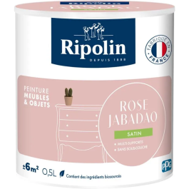 Ripolin - Peinture Meubles & Objets - Rose Jabadao - Satiné - 0.5 L - Pour bois, métal, mélaminé - Intérieur/Extérieur - 10% Biosourcée Precio: 39.228. SKU: B1ALFHBRL4