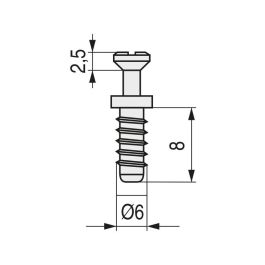 HERRAJES ALK Vis support cazoleta Ø6x8mm zingué (16,5mm)