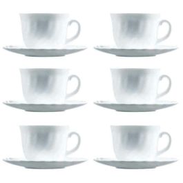 Lot de tasses avec soucoupes Luminarc Trianon (6 pcs) Blanc verre 220 ml (12 Pièces)