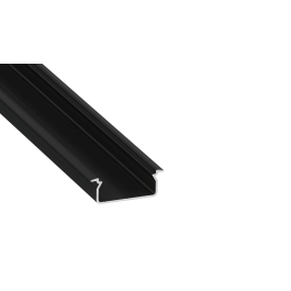 KIMERA Profil Aluminium "TVED" Anodisé Noir avec Diffuseur Opal, Bouchons et Clips de Fixation 2.02m