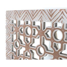 GINER Y COLOMER Tête de lit design artisanal en MDF et miroir, finition blanc décapé, dimensions 120 x 120 x 3 cm