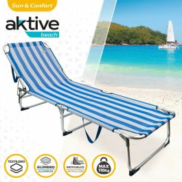 Chaise de plage Aktive Bleu Blanc 188 x 58 x 30 cm