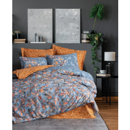 Alekra Parure de lit - 1 housse de couette 140 x 200 cm + 2 taies d'oreiller 60 x 60 cm - 100% coton renforcé - Imprimé floral bleu et moutarde Precio: 37.044. SKU: B1HG8ZPQ5J