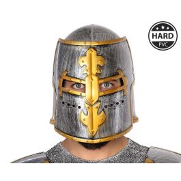 Casque Medieval en PVC Rigide Adulte, Finition Metallique Argentee avec Ornements Dores - Ideal pour Costume de Chevalier Templier, Croise ou Guerrier Medieval Precio: 13.5. SKU: B1BJDY84RH