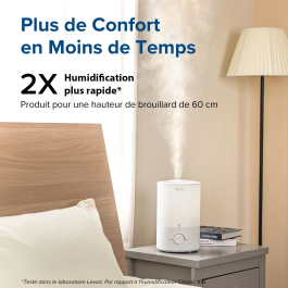 Levoit Dual 150 - Humidificateur ultrasonique 3 L - Autonomie 25 h - Couvre 27 m² - Diffuseur huiles essentielles et lumière nocturne - Silencieux 28 dB