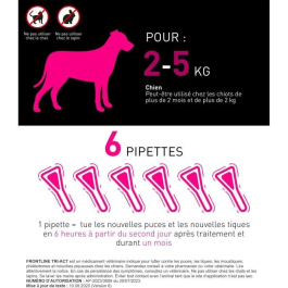 Frontline TRI-ACT Pour Chiens 2-5kg - Antiparasitaire Répulsif 6 Pipettes