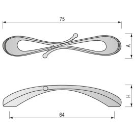 ZAVINNA Poignée Zamak Distancia 64 Acabado Cromo Brillo