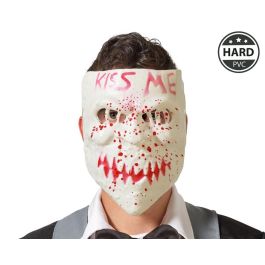 Masque Halloween blanc Kiss Me avec inscriptions et taches de sang, masque effrayant de style dérangé pour un costume de criminel ou de personnage dystopique Precio: 10.5. SKU: S1131246