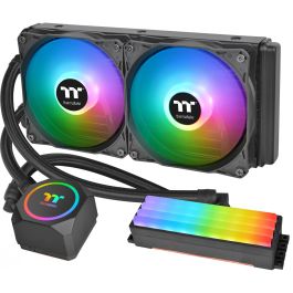 Thermaltake Floe RC240 Refroidisseur de liquide CPU tout-en-un AIO avec éclairage RGB, 2 ventilateurs 120 mm, radiateur 240 mm, support mémoire TOUGHRAM, noir