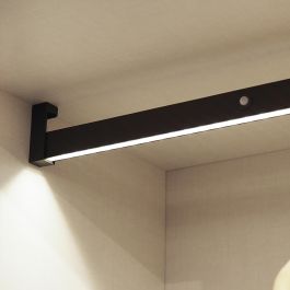 Emuca barre de penderie pour armoire Castor avec lumière LED, batterie amovible et détecteur de mouvement, 558, Peint en moka