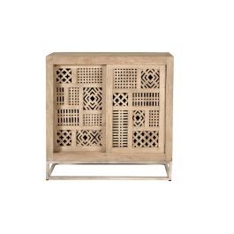 Giner y Colomer - Buffet 2 Portes en Bois de Mango avec Pieds Métal, Portes Coulissantes et Sculptées, Intérieur avec Étagère, Dimensions 90x90x40 cm, Coloris Naturel Precio: 695.988. SKU: B197F9DECK