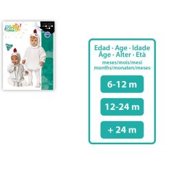 Déguisement de Bébé Gallina Blanca 6-12 Mois Blanc à Capuche et Crête - Costume d'Animal Unisexe en Polyester