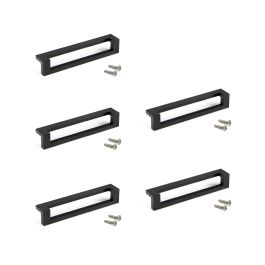 Emuca Lot de 5 poignées pour meubles Ribarroja, L144mm, entraxe 128mm, Zamak, Peint en noir