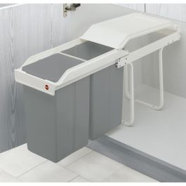 Poubelle Hailo Multi-Box duo L Blanc Gris Crème Acier Plastique 2 tiroirs 14 L Intégrable (2 Unités)