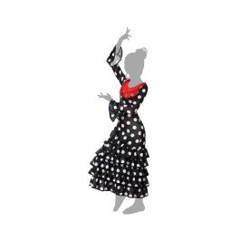 Déguisement Flamenco Andalou pour Fille, Robe Noire à Pois Blancs et Volants Rouges - Taille 3-4 Ans