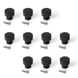 Emuca Lot de 10 boutons pour meubles Argos, diamètre 30mm, Aluminium, Peint en noir