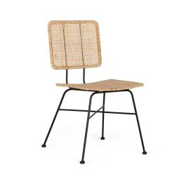 GINER Y COLOMER Lot de 2 chaises en rotin naturel tissé à main avec structure en fer noir, design moderne et ergonomique - Assise 45x38 cm Precio: 479.988. SKU: B1D54W6V33