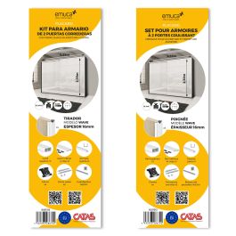 Emuca Kit de ferrures pour 2 portes coulissantes et armoire à fermeture souple Placard 74, profilé Wave, épaisseur 16mm, panneaux non inclus, Peint en blanc