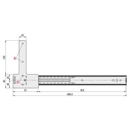 OMGE Guide de porte cachée TV Fliter 500mm, finition zinguée, pour meubles