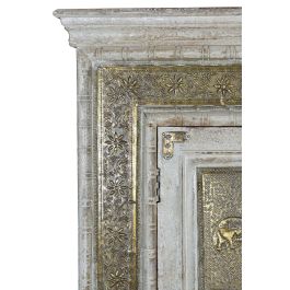 GINER Y COLOMER Armoire en Bois de Manguier Blanc Vieilli avec Finition Craquelé et Détails en Bronze