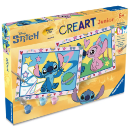 Ravensburger CreArt Junior - Peinture par numéros Stitch - Kit artistique avec 2 tableaux, peintures et pinceau - À partir de 5 ans - Réf. 12023214