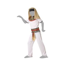 Déguisement d'Enfant Pharaon Égyptien 10-12 Ans - Costume 5 Pièces Blanc et Doré avec Toge et Coiffe - Polyester