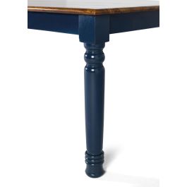 GINER Y COLOMER - Table de salle à manger rectangulaire en bois de manguier, plateau couleur noisette avec moulure et pieds tournés bleus, 210 cm