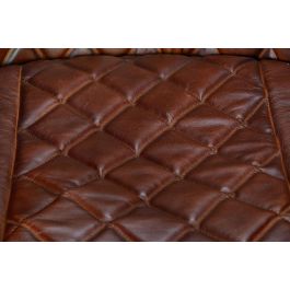 GINER Y COLOMER Chaise en cuir naturel avec piètement métal marron et noir - Assise 45 cm de large