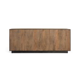 GINER Y COLOMER Buffet 4 portes en bois de manguier 200 cm noir - Structure métal, finition naturelle, ouverture push, avec étagères intérieures Precio: 1583.988. SKU: B158M9H4YS