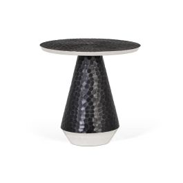 GINER Y COLOMER - Table de Centre Ronde en Aluminium, Finition Gris Foncé avec Effet Martelé et Chant Argenté Precio: 359.988. SKU: B1HYRZKJFE