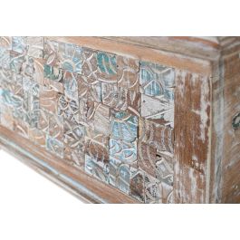 GINER Y COLOMER Mueble baûl coffre de rangement en bois de manguier et bois recyclé, finition multicolore rustique - 106 x 41 x 36 cm