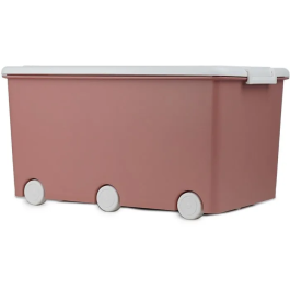 PLAYBOX Coffre de rangement Maxi avec roulettes, Thermobaby, grand coffre pour jouets, peluches, livres et rangement des chambres d'enfant - Rose
