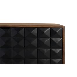 GINER Y COLOMER - Buffet TV en bois de manguier et fer doré, finition noisette et noir, portes avec motif géométrique, dimensions 150 cm