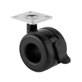 RUEDAS Roue Giratoire Plastique Double Jante Ø60mm Noir Avec/Sans Frein Platine 47x47mm Capacité 60kg