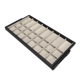 Emuca Kit de organiser de tiroirs et cadre de glissières de tiroirs à fermeture douce pour armoires, réglable, module 900mm, noir texturé et gris pierre