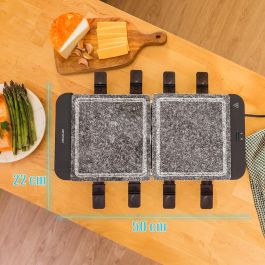 Cecotec Raclette Fromage&Grill 16000 Inox Allstone 1400W Pierre 8 Pers. Noir