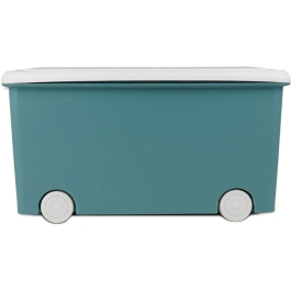 Thermobaby PLAYBOX - Coffre de rangement à roulettes pour enfants, rangement de jouets et jouets, design moderne, vert azur