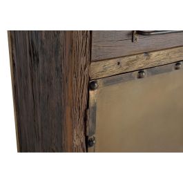 GINER Y COLOMER Buffet en Bois Récupéré et Métal, 3 Tiroirs 2 Portes, Dimensions 180 x 90 x 40 cm, Capacité 0,84 m³, Finition Naturelle et Oxydée, Mueble Artesanal Unique