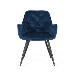 GINER Y COLOMER Lot de 2 chaises capitonnées en velours bleu électrique avec pieds en acier noir - 52 x 42 x 45 cm